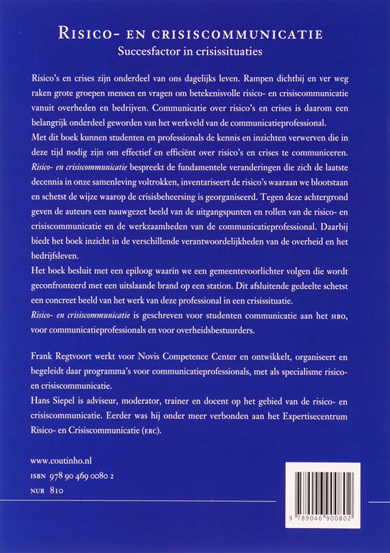 Achterkant van Risico- en crisiscommunicatie