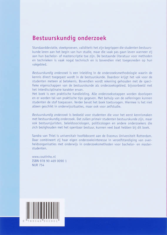 Achterkant van Bestuurskundig onderzoek