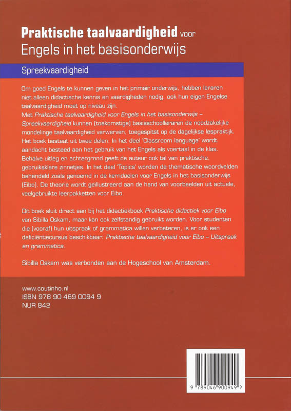 Achterkant van Praktische taalvaardigheid voor Engels in het basisonderwijs