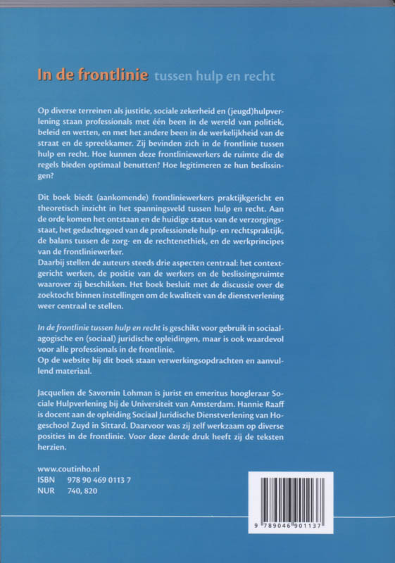 Achterkant van In de frontlinie tussen hulp en recht