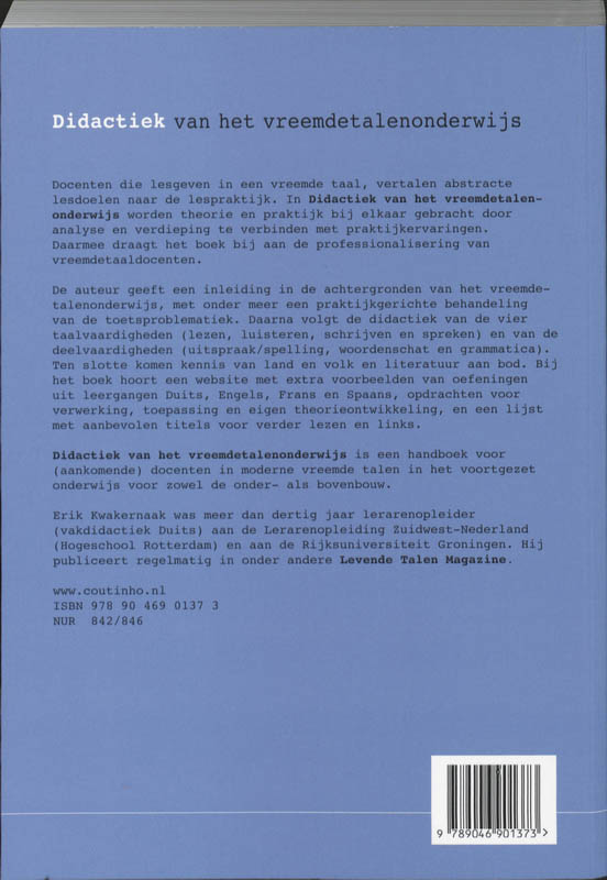 Achterkant van Didactiek van het vreemdetalenonderwijs