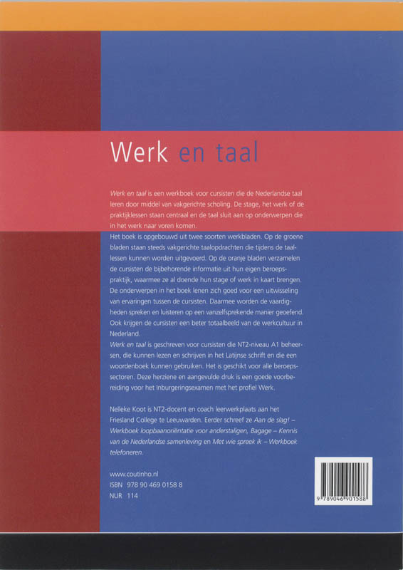Achterkant van Werk en taal