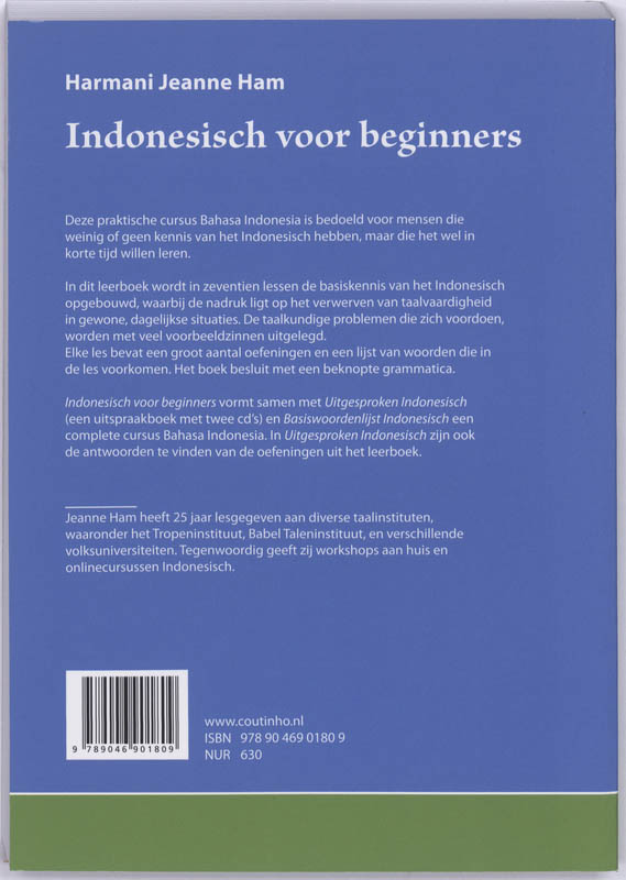 Achterkant van Indonesisch voor beginners