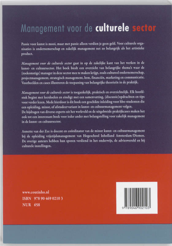 Achterkant van Management voor de culturele sector