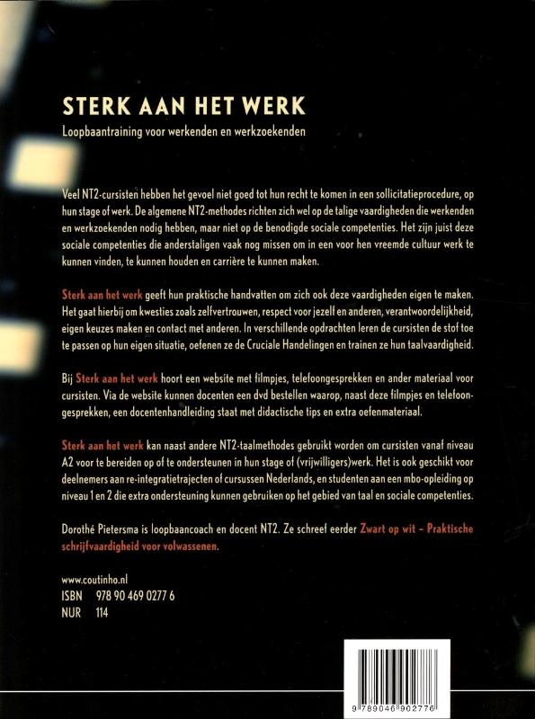 Achterkant van Sterk aan het werk