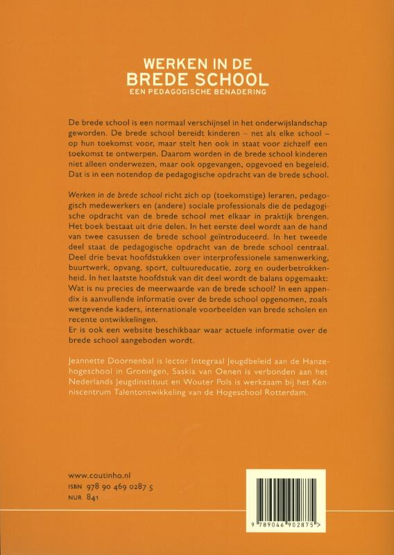 Achterkant van Werken in de brede school