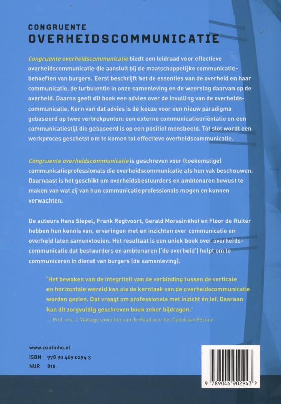 Achterkant van Congruente overheidscommunicatie