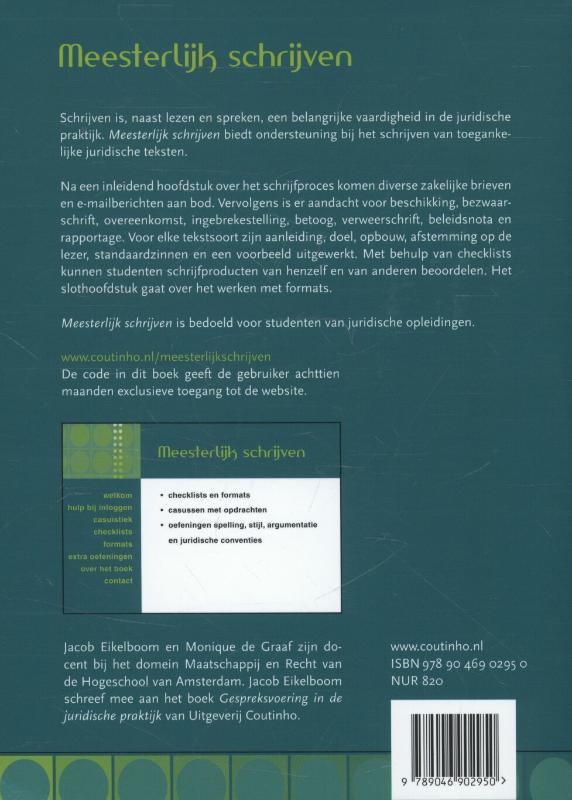 Achterkant van Meesterlijk schrijven