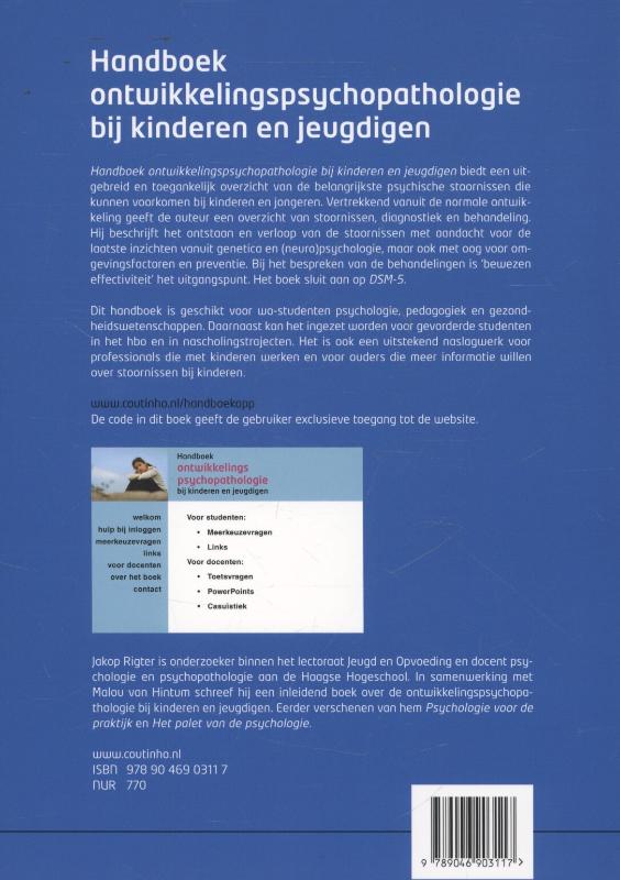 Achterkant van Handboek ontwikkelingspsychopathologie bij kinderen en jeugdigen
