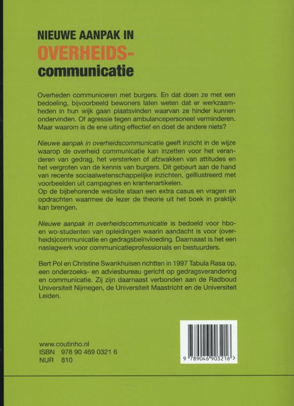 Achterkant van Nieuwe aanpak in overheidscommunicatie