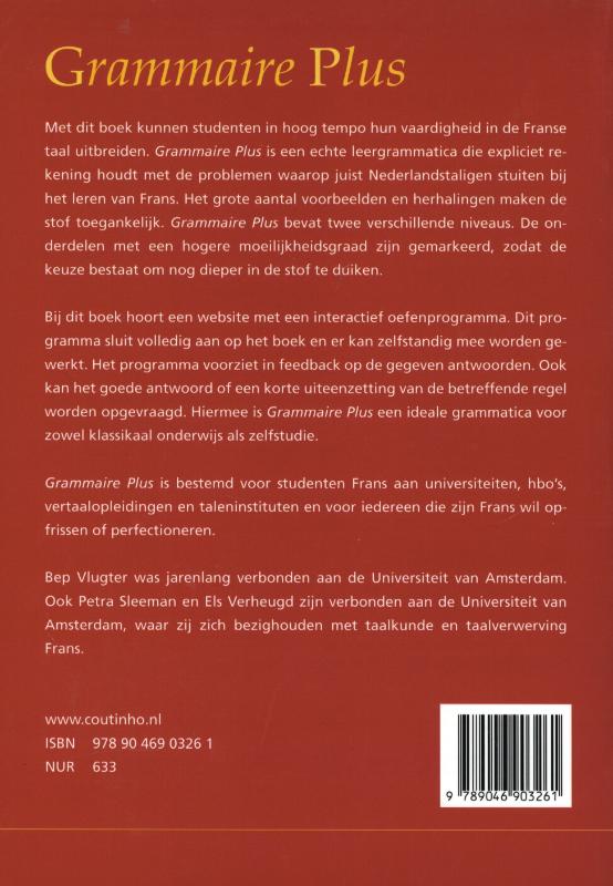 Achterkant van Grammaire plus