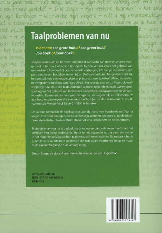 Achterkant van Taalproblemen van nu