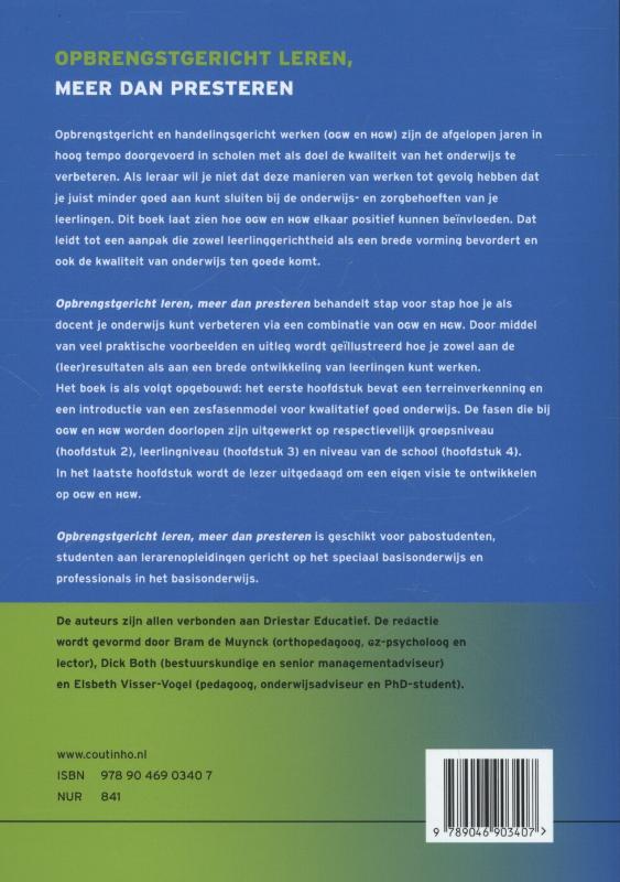 Achterkant van Opbrengstgericht leren, meer dan presteren