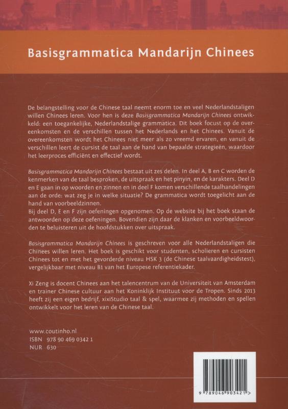 Achterkant van Basisgrammatica Mandarijn Chinees