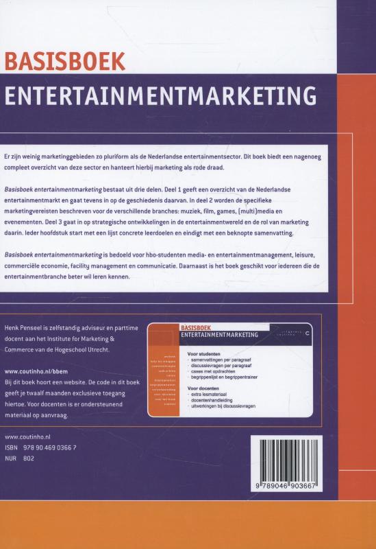 Achterkant van Basisboek entertainmentmarketing