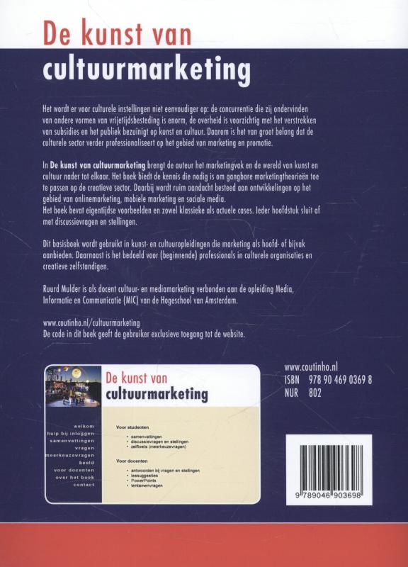 Achterkant van De kunst van cultuurmarketing