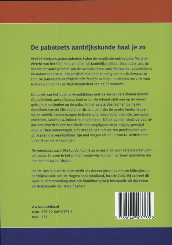 Achterkant van De pabotoets aardrijkskunde haal je zo