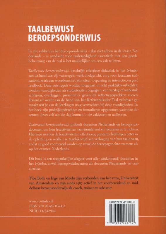 Achterkant van Taalbewust beroepsonderwijs