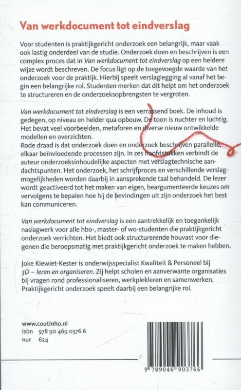 Achterkant van Van werkdocument tot eindverslag