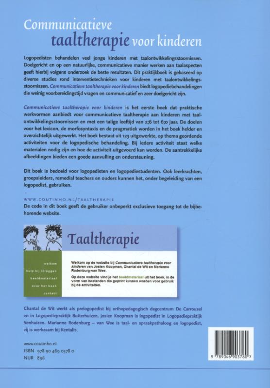 Achterkant van Communicatieve taaltherapie voor kinderen