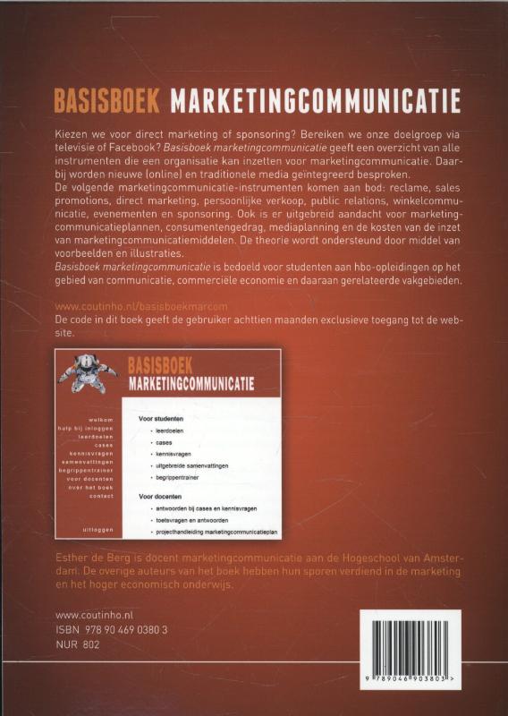 Achterkant van Basisboek marketingcommunicatie