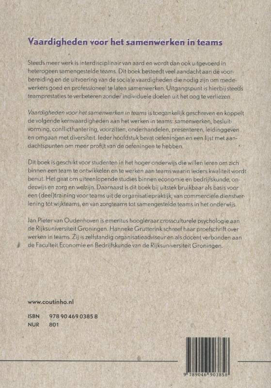 Achterkant van Vaardigheden voor het samenwerken in teams