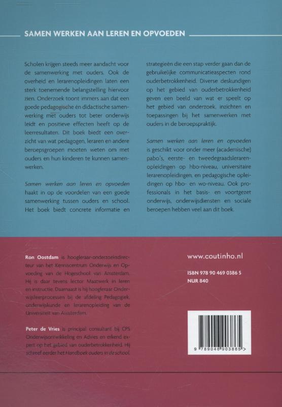 Achterkant van Samen werken aan leren en opvoeden