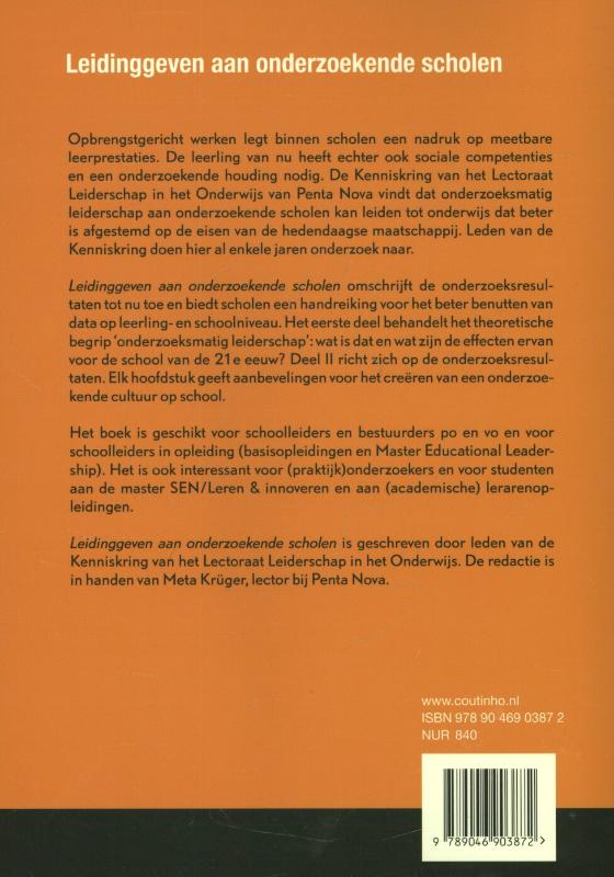 Achterkant van Leidinggeven aan onderzoekende scholen