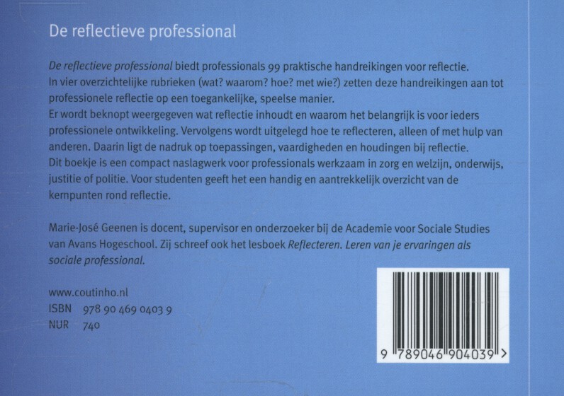 Achterkant van De reflectieve professional