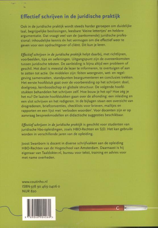 Achterkant van Effectief schrijven in de juridische praktijk