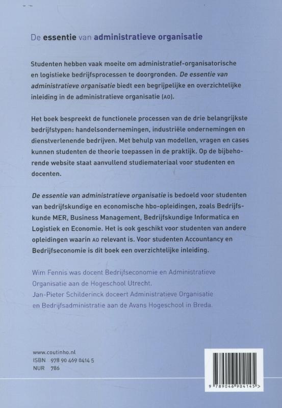 Achterkant van De essentie van administratieve organisatie
