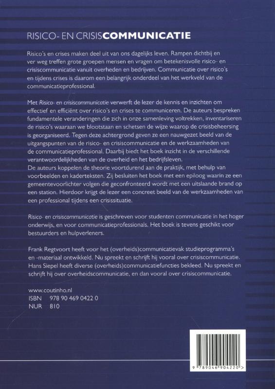 Achterkant van Risico- en crisiscommunicatie