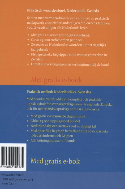 Achterkant van Praktisch woordenboek Nederlands - Zweeds