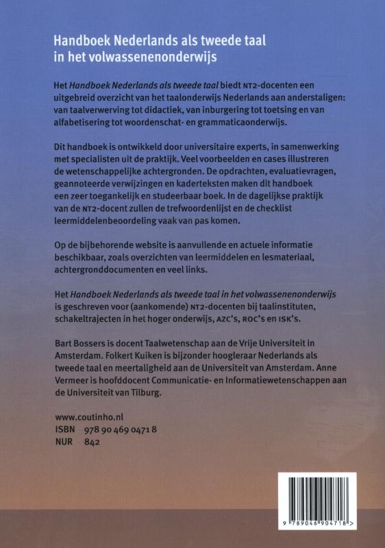 Achterkant van Handboek Nederlands als tweede taal in het volwassenenonderwijs