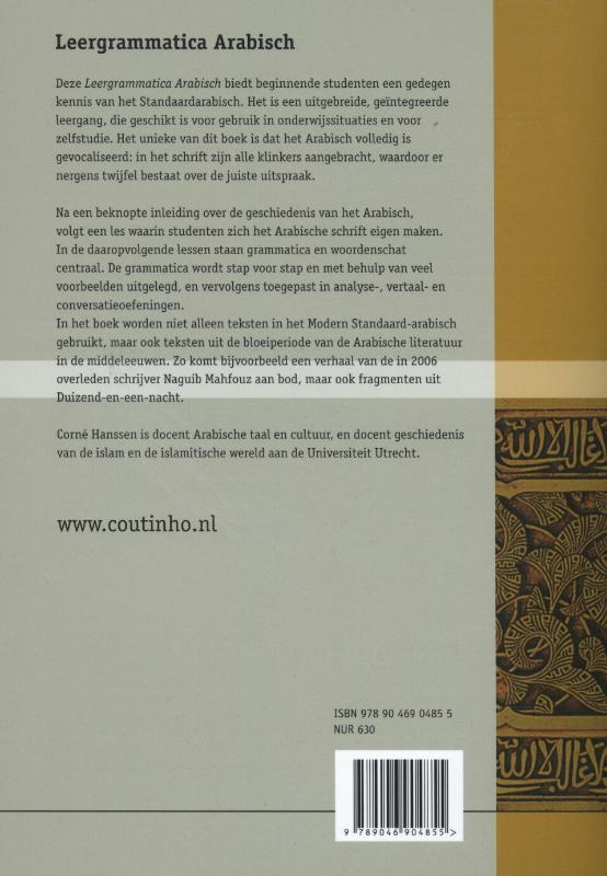 Achterkant van Leergrammatica Arabisch