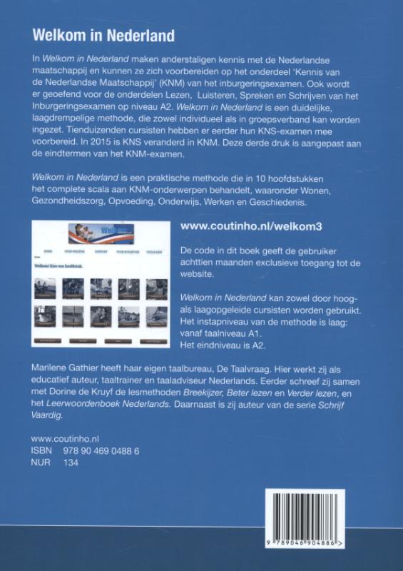 Achterkant van Welkom in Nederland