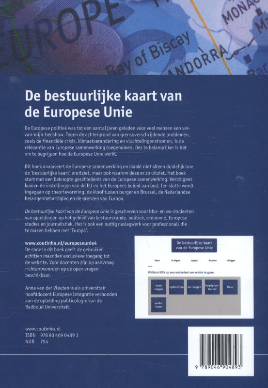 Achterkant van De bestuurlijke kaart van de Europese Unie