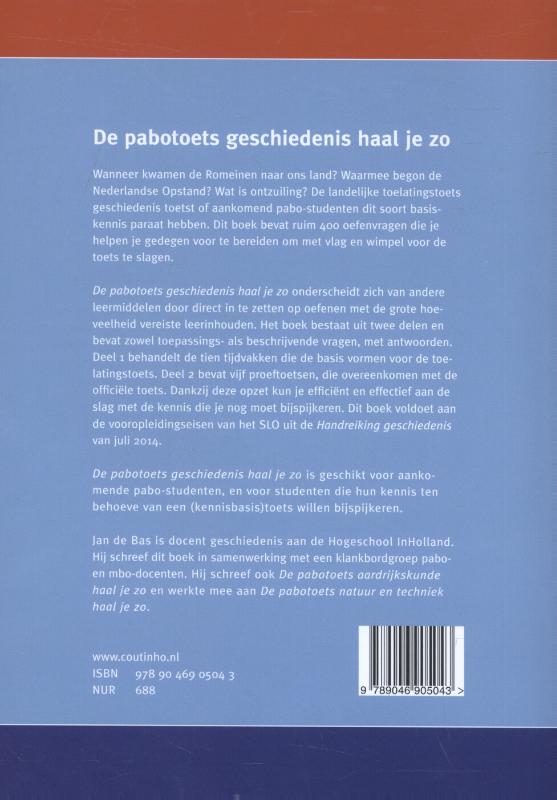Achterkant van De pabotoets geschiedenis haal je zo