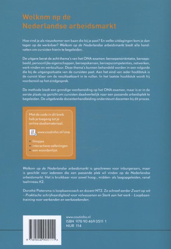 Achterkant van werkboek ONA