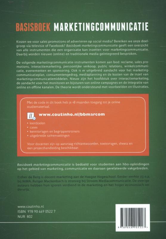 Achterkant van Basisboek marketingcommunicatie