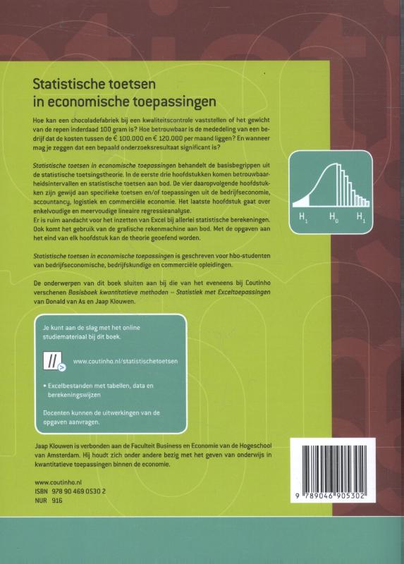Achterkant van Statistische toetsen in economische toepassingen