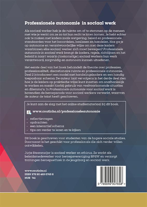 Achterkant van Professionele autonomie in sociaal werk