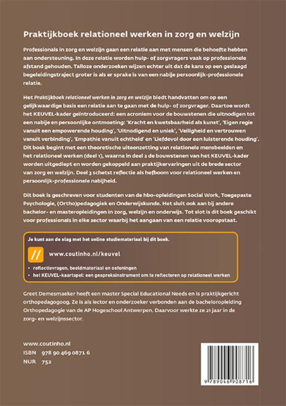 Achterkant van Praktijkboek relationeel werken in zorg en welzijn