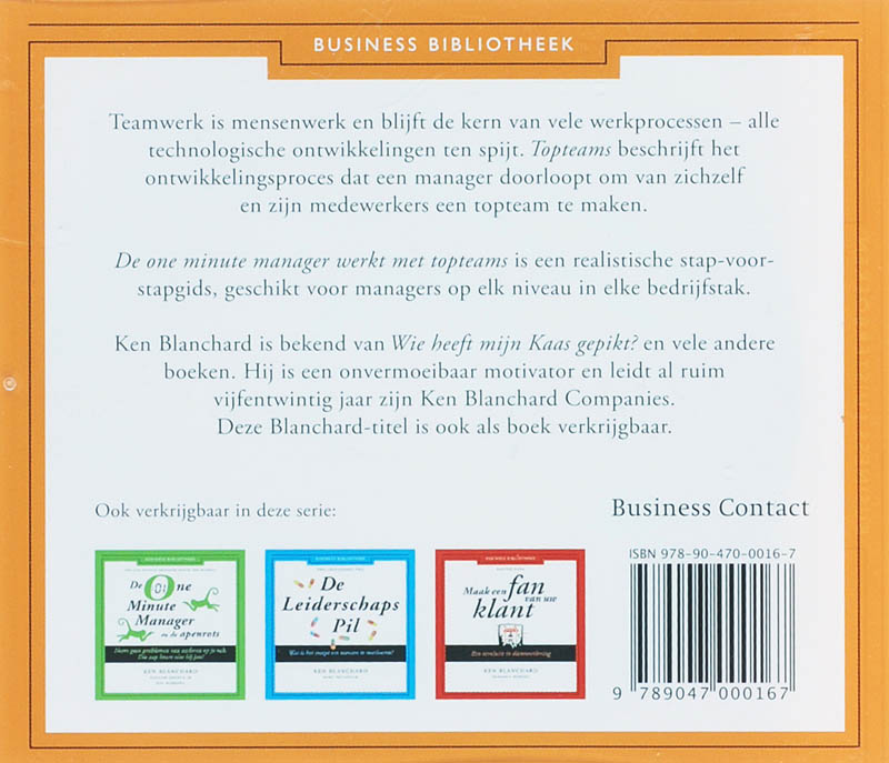 Achterkant van One minute manager werkt met topteams 2 CD"S
