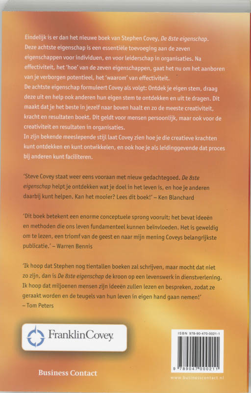 Achterkant van De 8ste eigenschap