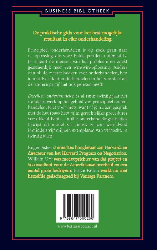 Achterkant van Excellent onderhandelen