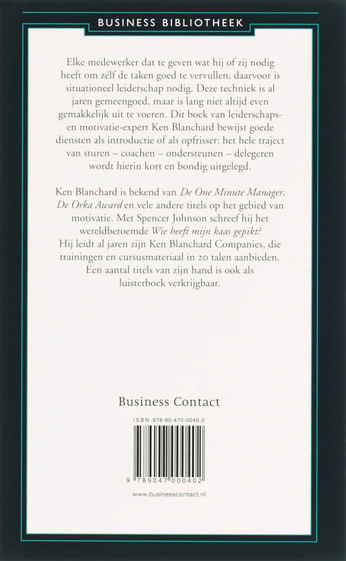 Achterkant van Situationeel leiderschap II en de One Minute Manager