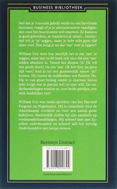 Achterkant van De kracht van Nee!