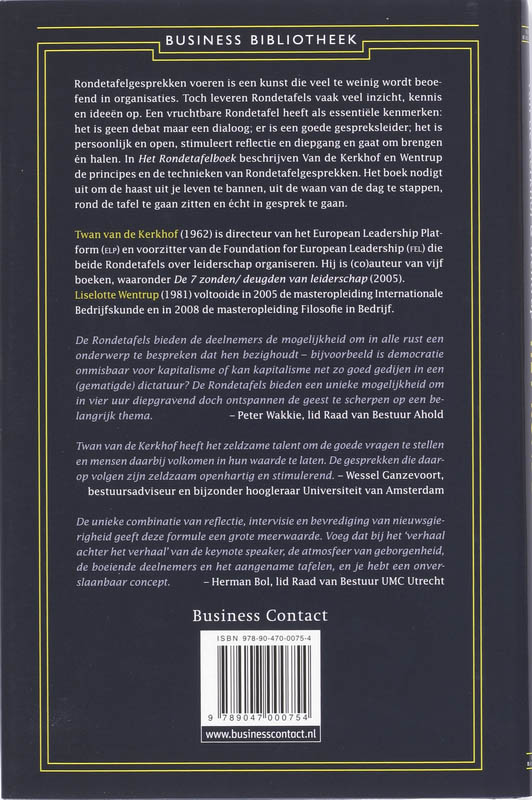 Achterkant van Het Rondetafelboek