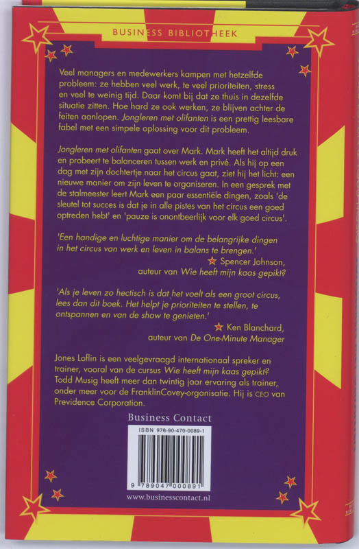 Achterkant van Jongleren met olifanten